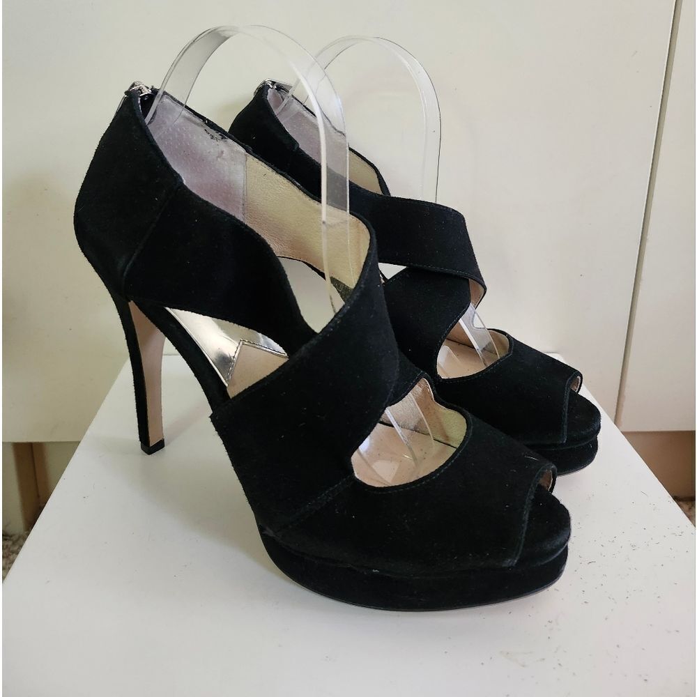 Brand New Michael Kors "Elena" Black Suede Platform Sandals Sz.10 Ret.$175
